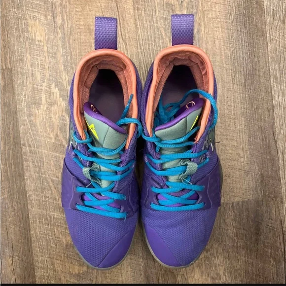 Blue Purple Paul George Shoes Nike PG Painted Swoosh SNEAKERS Paul